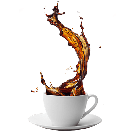 A splash of fresh coffee in a cup
